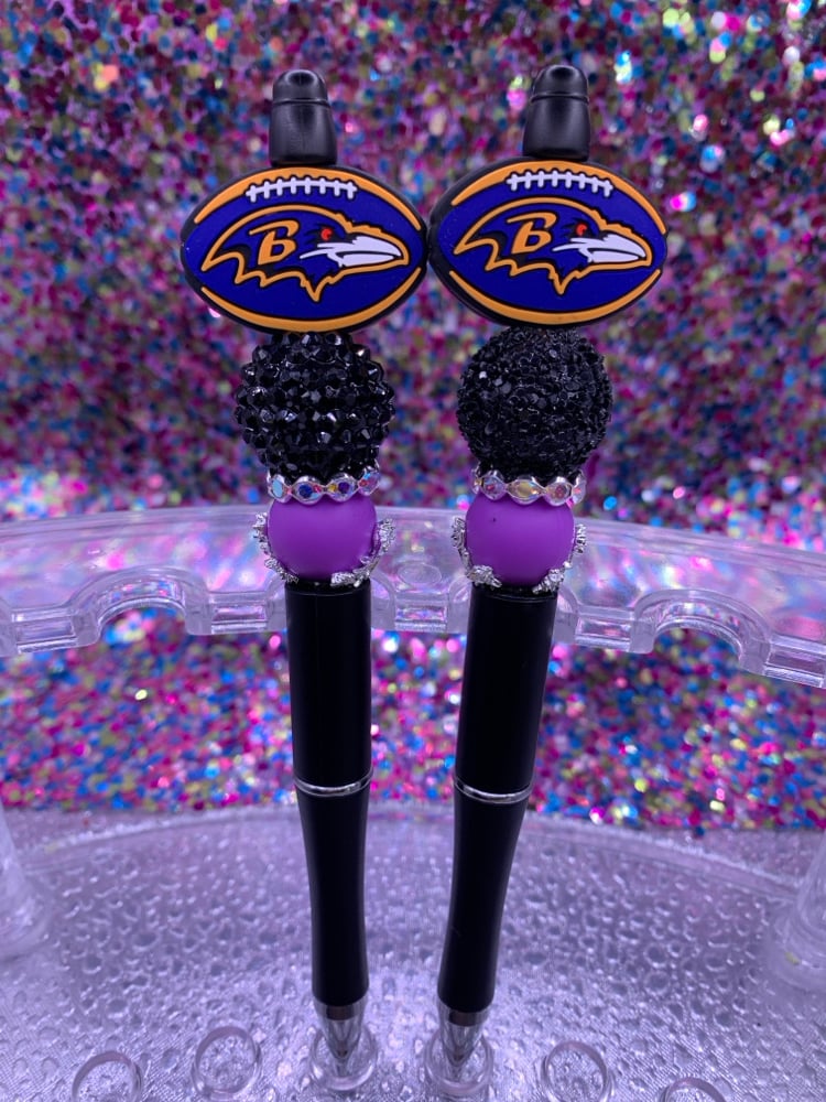 Image of Football Pen with Black Bead 