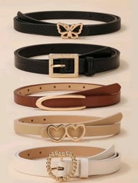 5pcs Women Fashionable Minimalist Butterfly & Square Buckle Belt 