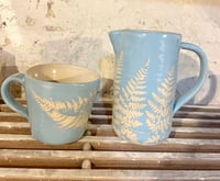 Image 2 of Large Fern Jug - Light Blue