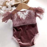 Image 1 of Girls bodysuit Felice | 0-3 months | purple | flowers 