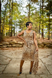 Image 3 of Cheetah Print Cardigan Dress Set w/front tie