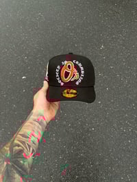 Image 2 of BLACK TWO TONE LOGO BALTIMORE ORIOLES CUSTOM FITTED CAP