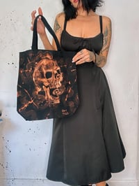 Image 3 of “WANT YOUR SKULL” BLEACH PAINTED CANVAS TOTE
