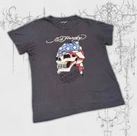 Image 1 of (L) y2k Ed Hardy rebel’s rest skull shirt