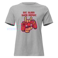 Image 5 of Women's Relaxed T-Shirt, Eat Sleep Game Repeat T-Shirt | Funny Gamer Graphic Tee