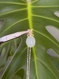 Image 1 of Silver Aquamarine Oval Crystal Necklace
