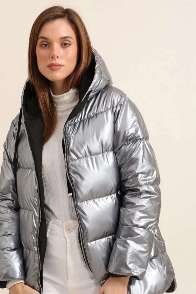 Image of ANORAK REVERSIBLE METALIZADO PLATA