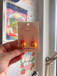 Image 3 of Ghubli Dangle Earrings: No face, Calcifer, White Totoro, or Soot Sprite