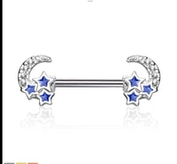 Image 1 of Clear Moon & Stars Nipple Ring