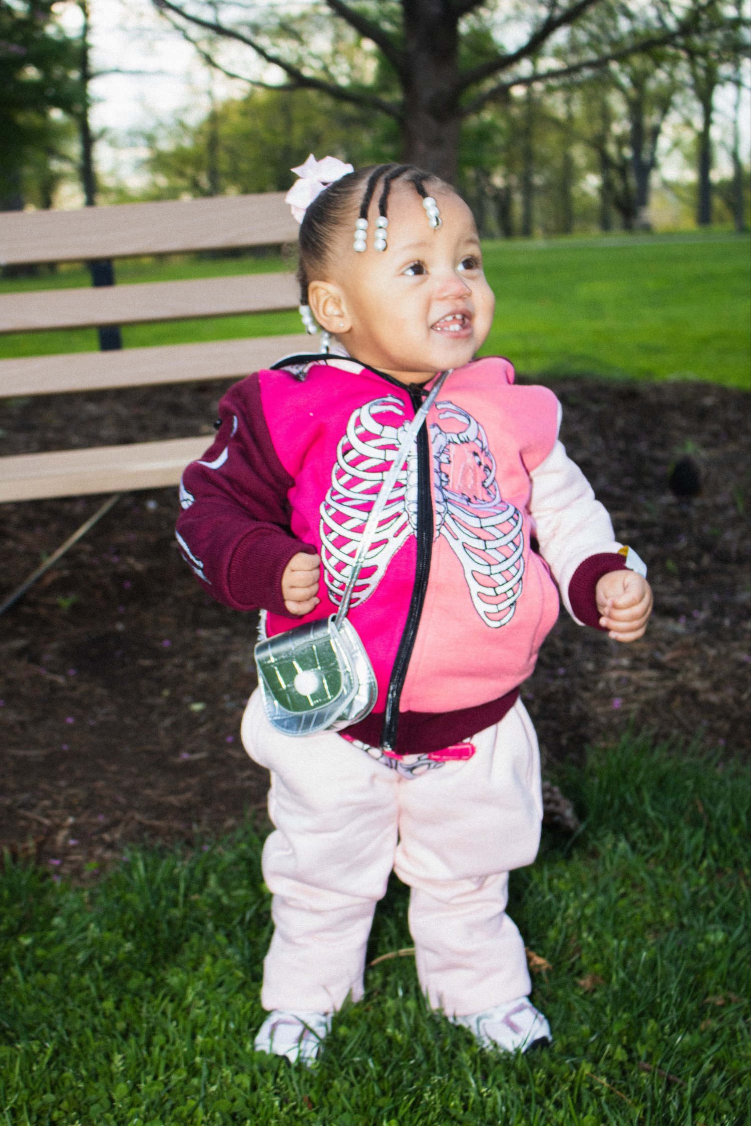 Image of Toddler Triple Pink SkeleSuit