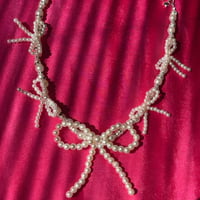 Image 4 of Faux Pearl Bow Necklace 