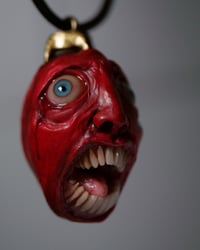 Image 14 of Berserk Egg of the King bleeding eyes pendant, leather cord, brass hardware, OOAK,