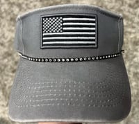 Image 2 of Visor Velcro Back Gray American Flag