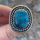 Image 3 of Bright Blue Round Kingman Turquoise Handmade Sterling Silver Ring