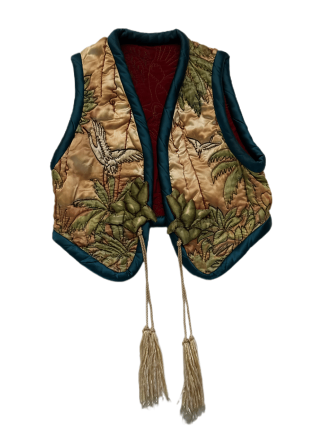 60s/70s silk hand tinted art vest