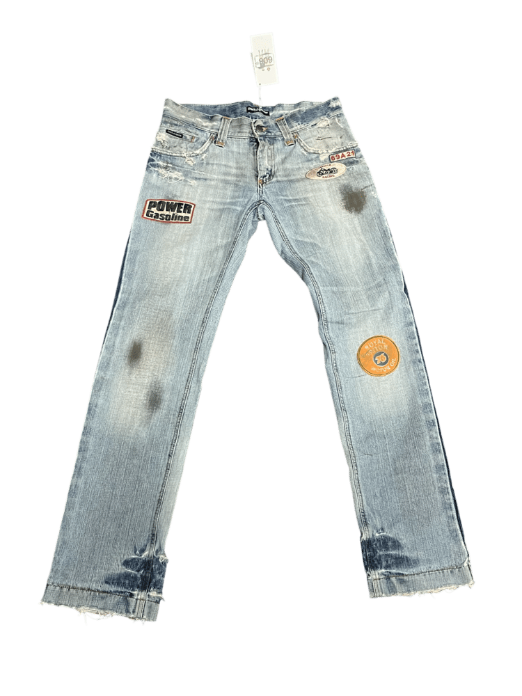 Image of 2000s Dolce & Gabbana Patch Biker Denim