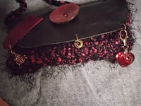 Image 4 of Handmade crocheted and leather shoulder bag (with black and red leather)