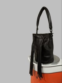 Image 1 of Soft Handle Chocolate Black Bucket Bag