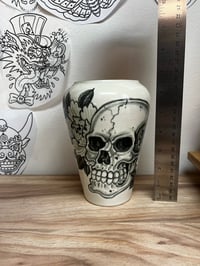 Skull and peony vase