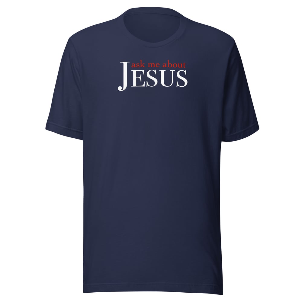 Image of “Ask Me About Jesus” Unisex t-shirt (dark)