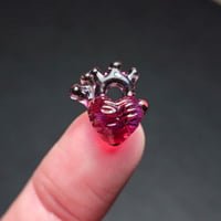 MINIATURE ANATOMICAL HEART PENDANT 6 GOLD AMETHYST OVER MAPLE SYRUP (HALF OFF)