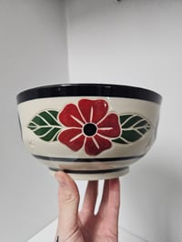 Image 1 of Large noodle bowl - Trad flowers & skulls
