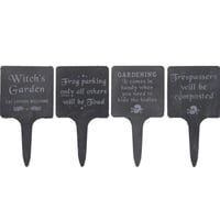Set Of 4 Gothic Garden Slate Signs