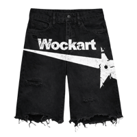 BLACK WOCKART STAR DENIM JORTS
