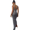 Alex Crystal Rhinestone Mesh Maxi Dress 