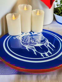 Image 3 of 14" Lazy Susan Turntable Epoxy Resin Art American Pitbull