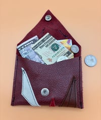Image 3 of Scrap Leather Coin Purse with Abstract Shapes (One-of-a-Kind) Red