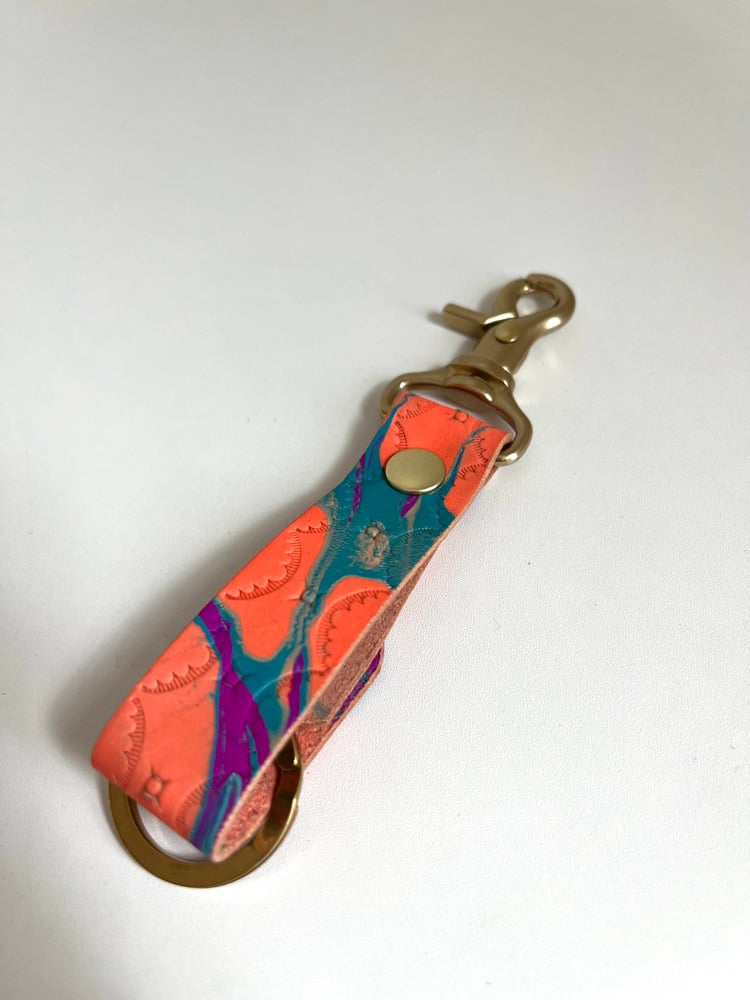 Image of Neon Orange Marbled Long Keychain 