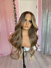 Image 3 of Caramel brunette curtain bangs 