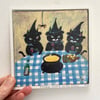 Small square art print -Fondue night in the coven 