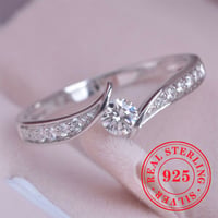 Image 1 of Huitan Classical 925 Sterling Silver Rings for Women Gorgeous Brief Eternal Wedding Bridal Jewelry S