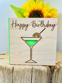 Image 1 of Wooden Cocktail Glass Birthday Card