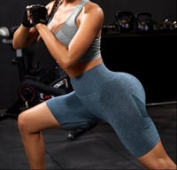 Image 3 of Seamless Contrast Binding Marled Knit Sports set