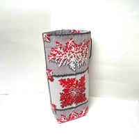 Image 2 of Grey Red Sprig Barkcloth Knitting Bag
