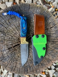 Image 3 of Damascus knife with Kydex sheath