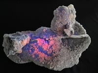 Image 11 of Large UV Calcite On Druzy Quartz Statement Piece #1924