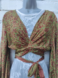 Image 7 of Stevie sari top with tassle- greens