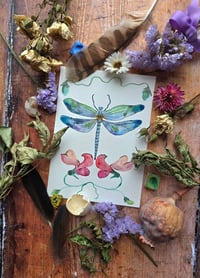 Image 2 of "Dragonfly & Sweetpea" Original