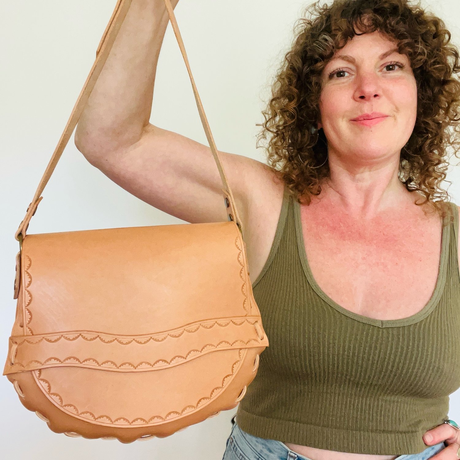 Image of Natural Vachetta Crossbody Saddle Bag