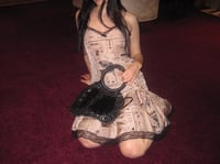 Image 1 of leather & fur purse