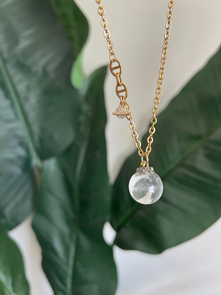 Image of CRISTI • Crystal Ball Necklace Clear Quartz 