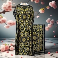 Image 1 of Elegant Floral Print Maxi Abaya Dress with Batwing Sleeves