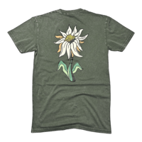 Image 2 of Green Acid Wash Flower Tee