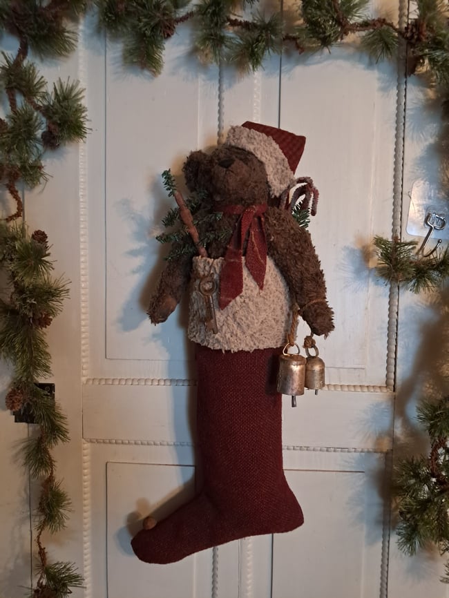 #8.....Olde Thyme Christmas Bear Stocking- Sue Corlett design!!