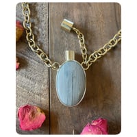 Image 4 of Grey Lace Agate and Solid Brass Vessel Necklace