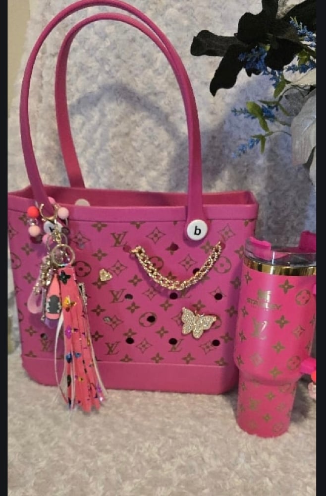 Image of Hot Pink Beach Bag n cup